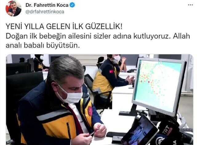 Bakan Fahrettin Koca duyurdu! Yeni yılın ilk bebeği dünyaya geldi Bakan Fahrettin Koca duyurdu! Yeni yılın ilk bebeği dünyaya geldi