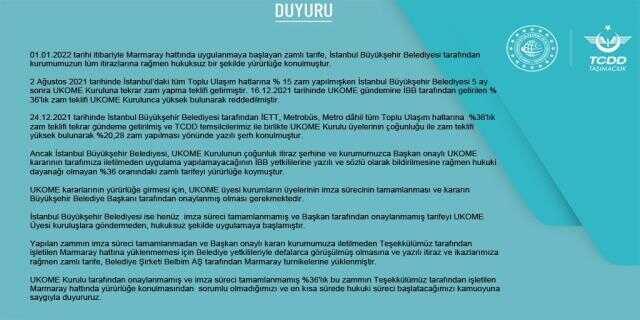 TCDD, Marmaray'a yapılan yüzde 36'lık zammın suçunu İBB'ye attı: Hukuksuz bir şekilde yürürlüğe kondu