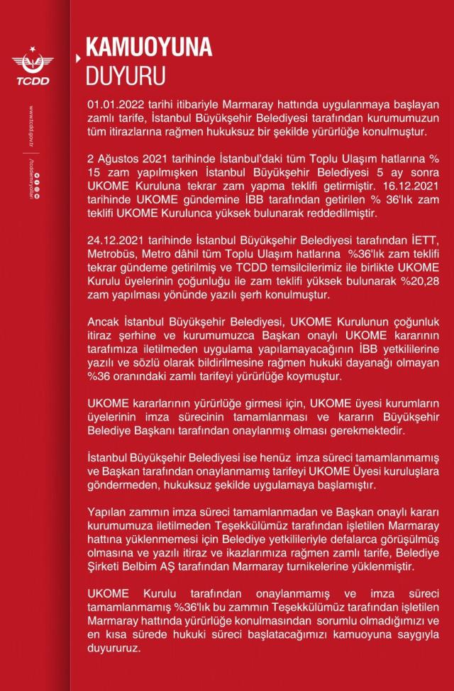 İBB'den TCDD'ye Marmaray zammı yanıtı: Çok samimiyseniz bedava yapabilirsiniz, tutan yok