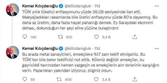 CHP Lideri'nden enflasyon tepkisi: Ey saraydaki ekonomi dehası! CHP Lideri'nden enflasyon tepkisi: Ey saraydaki ekonomi dehası!