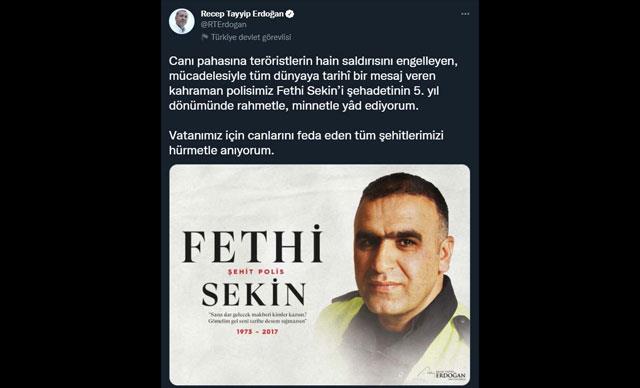 Babası şehit oğlunu anlattı! Cumhurbaşkanı Erdoğan'dan 'Fethi Sekin' paylaşımı!