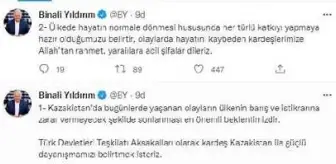 Son Dakika | Binali Yıldırım: Kazakistan'daki olayların sonlanması en önemli beklentimiz