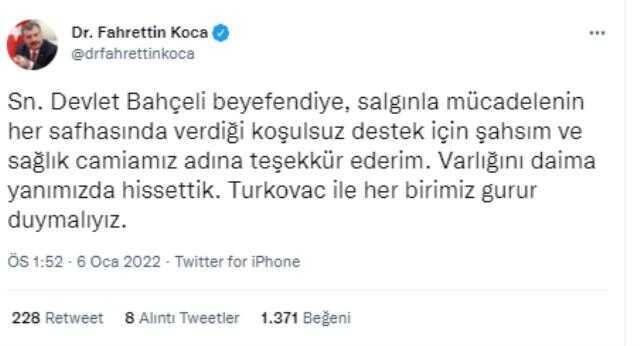 TURKOVAC aşısı yaptıran Devlet Bahçeli vatandaşlara bir de çağrıda bulundu
