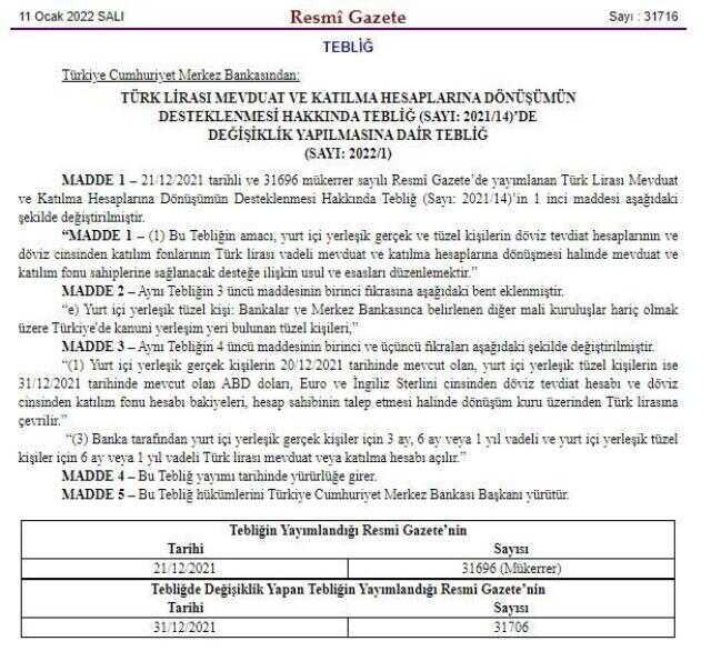 Resmi Gazete'de yayımlandı! Şirket ve kurumlar da artık döviz ve altın hesabını TL mevduata dönüştürebilecek