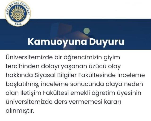 Başörtülü öğrenciye hakaret eden Prof. Dr. Metin Kazancı'nın Ankara Üniversitesi'ndeki görevinde son verildi