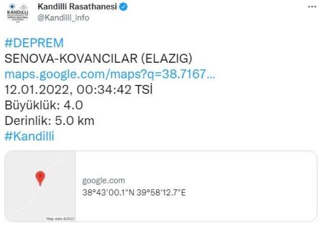 Deprem gerçeği kendini bir kez daha hatırlattı! Elazığ'ın Palu ilçesi 4.0 şiddetiyle sarsıldı Deprem gerçeği kendini bir kez daha hatırlattı! Elazığ'ın Palu ilçesi 4.0 şiddetiyle sarsıldı