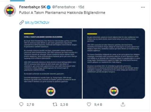 Son Dakika! Fenerbahçe'nin yeni teknik direktörü İsmail Kartal oldu Son Dakika! Fenerbahçe'nin yeni teknik direktörü İsmail Kartal oldu