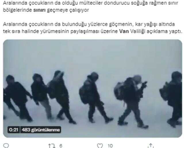 Karda yürüyen mülteci görüntülerinin Van sınırında çekildiği iddiası