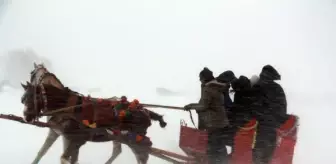 CHP'li belediye başkanları, buz tutan Çıldır Gölü'nde Eskimo usulü balık tutarken tipiye tutuldu