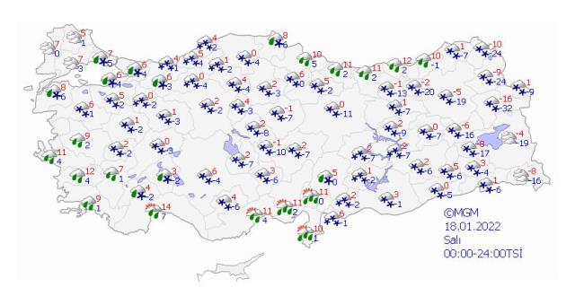 Meteoroloji'den 19 ile kuvvetli kar yağışı uyarısı Meteoroloji'den 19 ile kuvvetli kar yağışı uyarısı