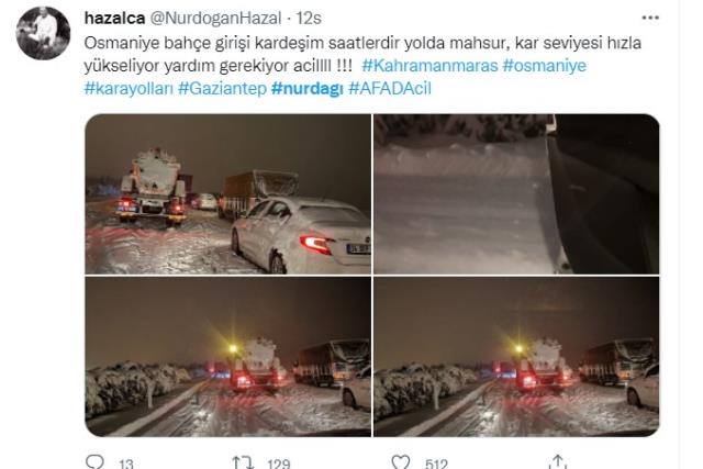 Nurdağı'nda mahsur kalan yurttaşlardan 'imdat' paylaşımları: Benzin bitti, aç ve susuz kaldık! Nurdağı'nda mahsur kalan yurttaşlardan 'imdat' paylaşımları: Benzin bitti, aç ve susuz kaldık!