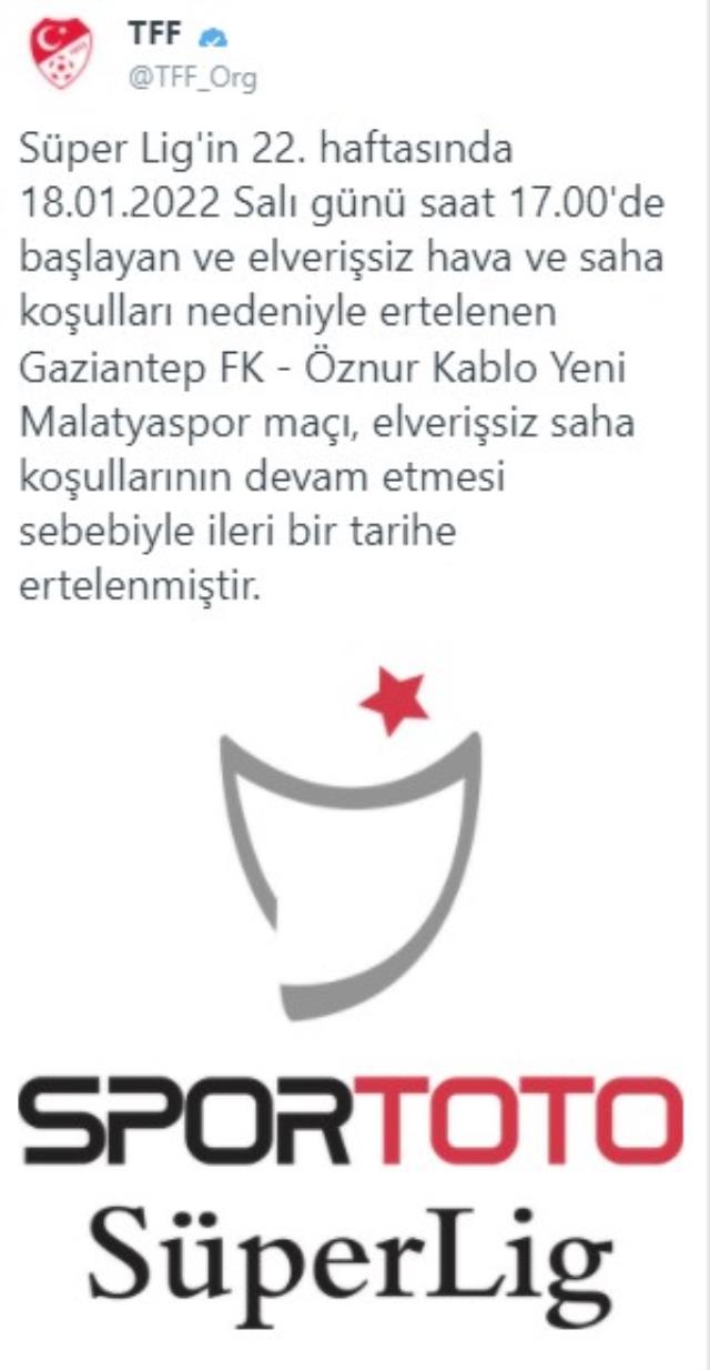 Son Dakika: 21 Ocak Cuma günü oynanması planlanan Yeni Malatya-Beşiktaş maçı 22 Ocak Cumartesi gününe alındı Son Dakika: 21 Ocak Cuma günü oynanması planlanan Yeni Malatya-Beşiktaş maçı 22 Ocak Cumartesi gününe alındı