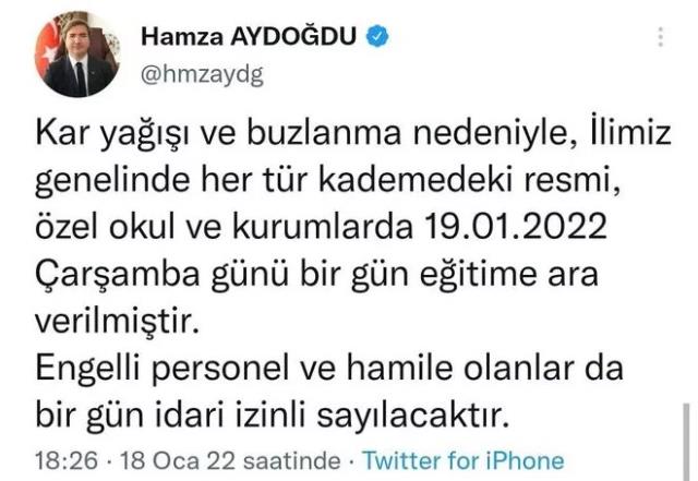 Vali'den öğrenciye esprili yanıt: Kazım, sen içme diye okullar tatil edildi Vali'den öğrenciye esprili yanıt: Kazım, sen içme diye okullar tatil edildi