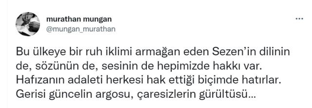 Murathan Mungan'dan Sezen Aksu yorumu: Hafızanın adaleti herkesi hak ettiği biçimde hatırlar