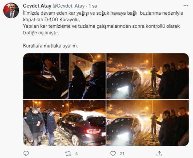 Son Dakika! Yoğun kar nedeniyle kapatılan D-100 kara yolu Bolu Dağı kesiminde ulaşım kontrollü sağlanmaya başlandı