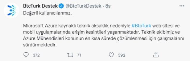 Yerli kripto para borsası BTC Türk'te erişim sıkıntısı! Şirketten açıklamalar üst üst geldi Yerli kripto para borsası BTC Türk'te erişim sıkıntısı! Şirketten açıklamalar üst üst geldi