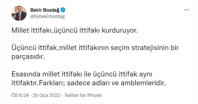 AK Parti'den 3. İttifak yorumu: Millet İttifakı kurduruyor, amaç HDP kamburundan kurtulmak AK Parti'den 3. İttifak yorumu: Millet İttifakı kurduruyor, amaç HDP kamburundan kurtulmak