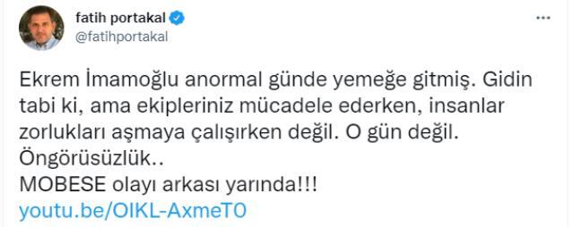Ekrem İmamoğlu'na bir tepki de Fatih Portakal'dan: Yemeğe tabii ki de gidin ama o gün değil, bu yaptığınız öngörüsüzlük Ekrem İmamoğlu'na bir tepki de Fatih Portakal'dan: Yemeğe tabii ki de gidin ama o gün değil, bu yaptığınız öngörüsüzlük