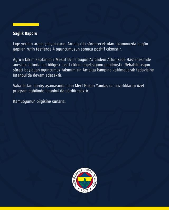Fenerbahçe'de koronavirüs depremi! Vaka artışı durdurulamıyor Fenerbahçe'de koronavirüs depremi! Vaka artışı durdurulamıyor