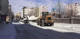 Kent merkezinde karlar kamyonlarla şehir dışına taşınıyor