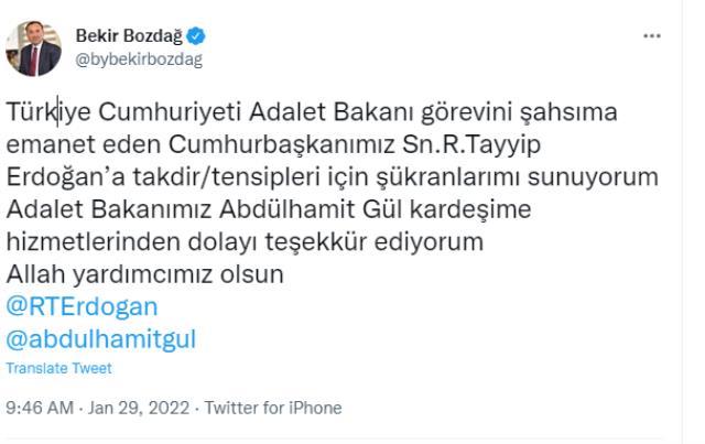 Son Dakika! Adalet Bakanlığı'na atanan Bozdağ'dan ilk açıklama: Cumhurbaşkanımıza şükranlarımı sunuyorum