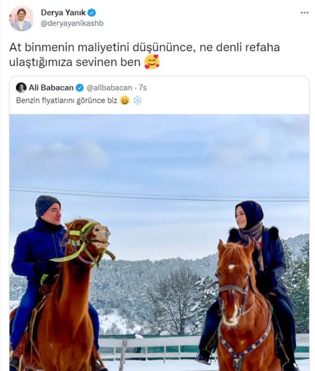 Ali Babacan at üstünde akaryakıt fiyatlarını eleştirdi, Aile Bakanı Yanık'tan yanıt gecikmedi Ali Babacan at üstünde akaryakıt fiyatlarını eleştirdi, Aile Bakanı Yanık'tan yanıt gecikmedi
