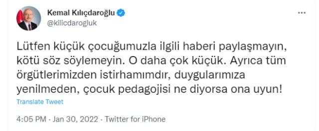 Kılıçdaroğlu'ndan Trabzon'daki küçük çocukla ilgili açıklama: Lütfen kötü söz söylemeyin Kılıçdaroğlu'ndan Trabzon'daki küçük çocukla ilgili açıklama: Lütfen kötü söz söylemeyin