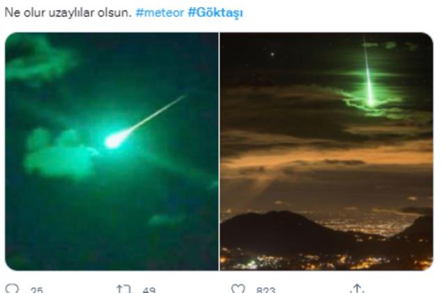 Gökyüzünde yeşil ışık saçan göktaşının Türkiye'de görüntülendiği iddiası Gökyüzünde yeşil ışık saçan göktaşının Türkiye'de görüntülendiği iddiası