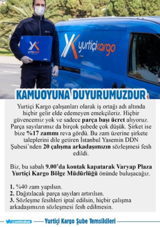 Yurtiçi Kadro çalışanları eylem düzenliyor! Bu sefalete son verin Yurtiçi Kadro çalışanları eylem düzenliyor! Bu sefalete son verin