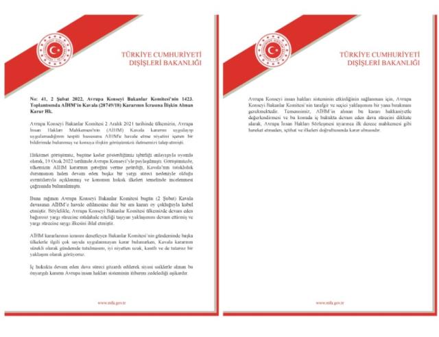Avrupa Konseyi ihlal prosedürünü başlattı! Dışişleri'nden jet açıklama Avrupa Konseyi ihlal prosedürünü başlattı! Dışişleri'nden jet açıklama