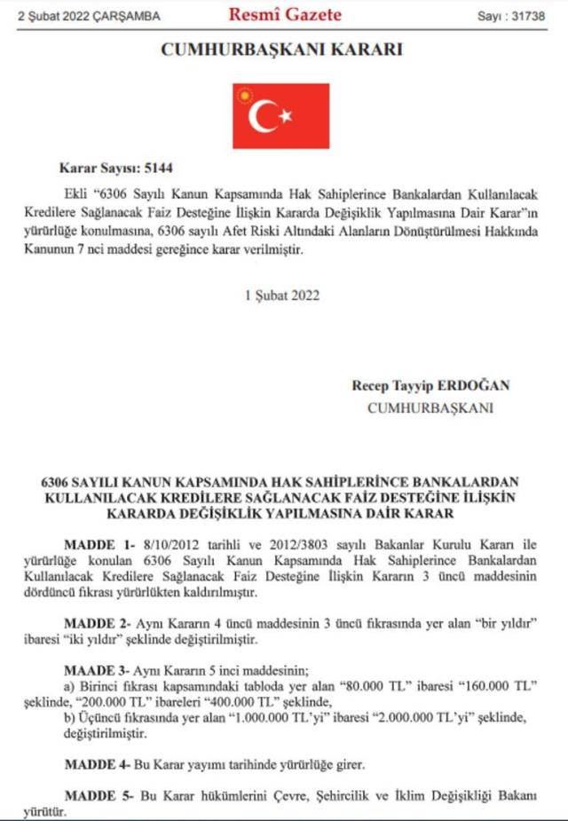 Cumhurbaşkanı Erdoğan'dan kentsel dönüşüm imzası! Kredi desteğinde üst limit 2 katına çıktı Cumhurbaşkanı Erdoğan'dan kentsel dönüşüm imzası! Kredi desteğinde üst limit 2 katına çıktı