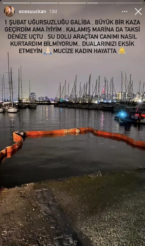Ünlü model Ece Su Uçkan'ın içinde bulunduğu taksi, Kadıköy'de denize uçtu