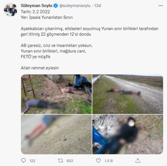 Son dakika: Fotoğrafları Bakan Soylu paylaştı! Yunan birliklerinin geri ittiği 12 göçmen donarak öldü Son dakika: Fotoğrafları Bakan Soylu paylaştı! Yunan birliklerinin geri ittiği 12 göçmen donarak öldü