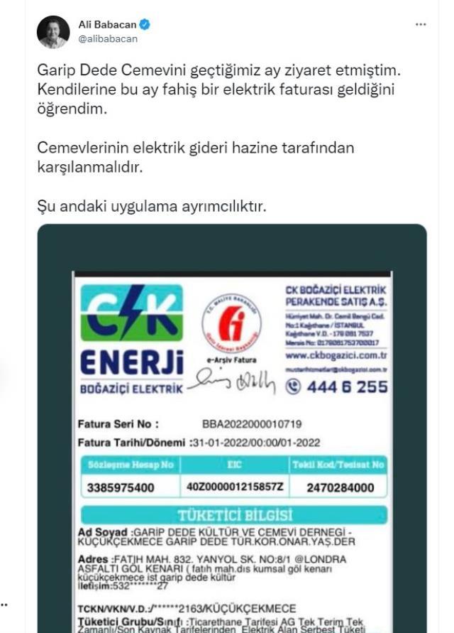 DEVA Lideri'nden cemevine gelen elektrik faturasına tepki: Bu ayrımcılıktır!