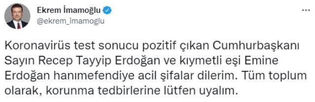 Kemal Kılıçdaroğlu'ndan koronaya yakalanan Cumhurbaşkanı Erdoğan'a geçmiş olsun mesajı: Acil şifalar diliyorum