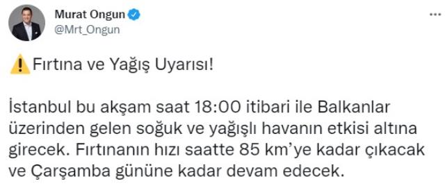İBB saat verip uyardı! İstanbul bu akşam yağışlı havanın etkisi altına girecek