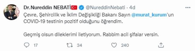 Son Dakika: Çevre, Şehircilik ve İklim Değişikliği Bakanı Murat Kurum'un koronavirüs testi pozitif çıktı Son Dakika: Çevre, Şehircilik ve İklim Değişikliği Bakanı Murat Kurum'un koronavirüs testi pozitif çıktı