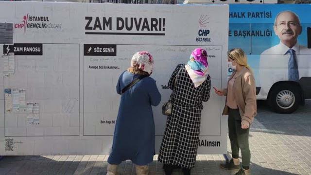CHP'den 39 ilçede 'zam duvarı' eylemi! Vatandaşlar düşüncelerini yazdı CHP'den 39 ilçede 'zam duvarı' eylemi! Vatandaşlar düşüncelerini yazdı