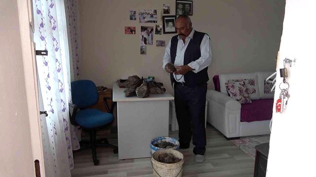 Mantar toplamak için çıktığı arazide 100 kilo gök taşı topladı!