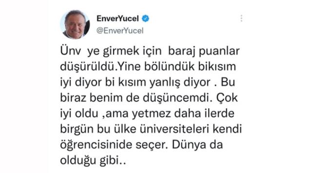 Eğitimci Enver Yücel'in tweetleri olay oldu! Türkçesi eleştirilince silip yeniden yazdı