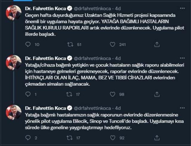 Yatağa bağımlı hastaların sağlık raporu evlerinde düzenlenecek! Pilot uygulama 3 ilde başladı Yatağa bağımlı hastaların sağlık raporu evlerinde düzenlenecek! Pilot uygulama 3 ilde başladı