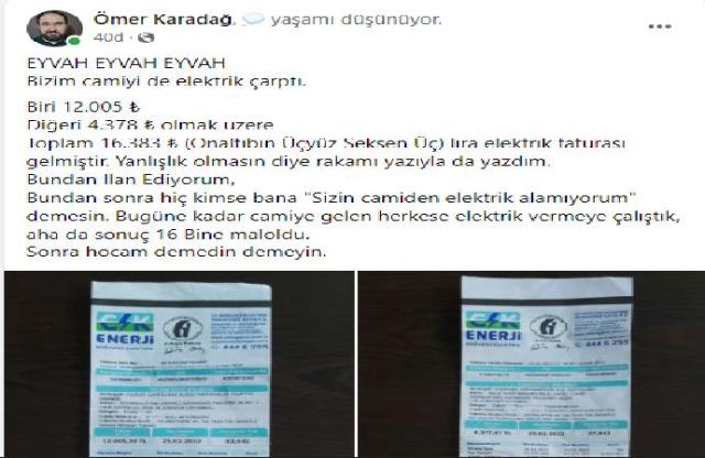 25 yıllık imam, camiye gelen okkalı elektrik faturasını manidar bir notla paylaştı 25 yıllık imam, camiye gelen okkalı elektrik faturasını manidar bir notla paylaştı