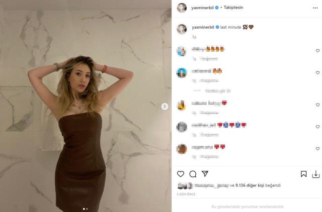 Yasmin Erbil, deri elbiseli pozlarıyla tüm dikkatleri üzerine çekti