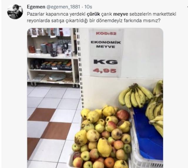 Çürük meyve ekonomik meyve oldu, 5 liradan satılıyor! Sosyal medyada 'çürük meyve' tepkisi Çürük meyve ekonomik meyve oldu, 5 liradan satılıyor! Sosyal medyada 'çürük meyve' tepkisi
