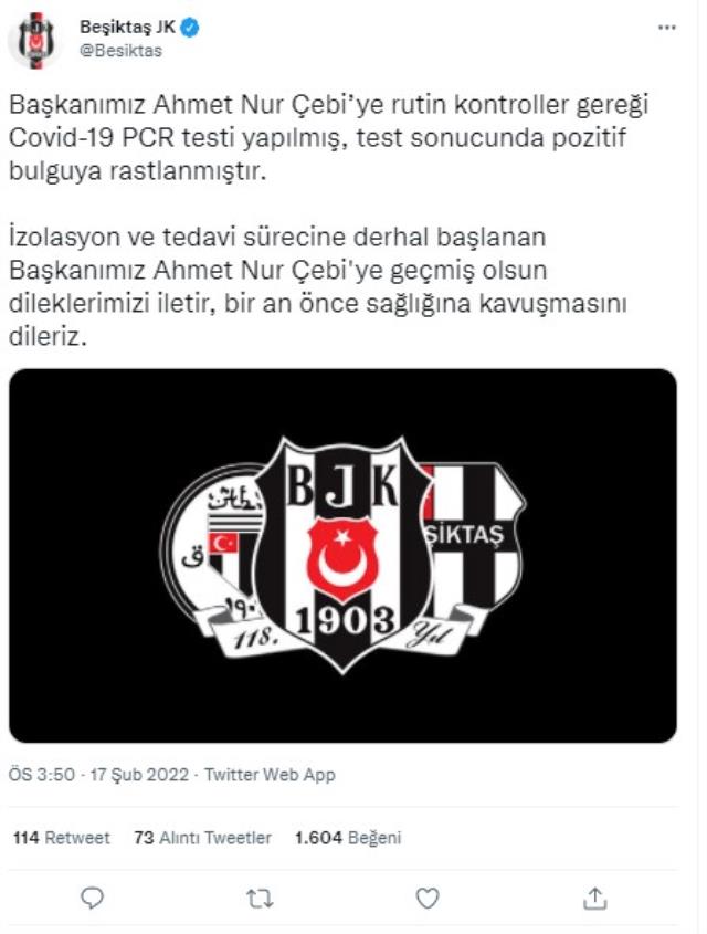 Son Dakika: Beşiktaş Başkanı Ahmet Nur Çebi'nin koronavirüs testi pozitif çıktı Son Dakika: Beşiktaş Başkanı Ahmet Nur Çebi'nin koronavirüs testi pozitif çıktı