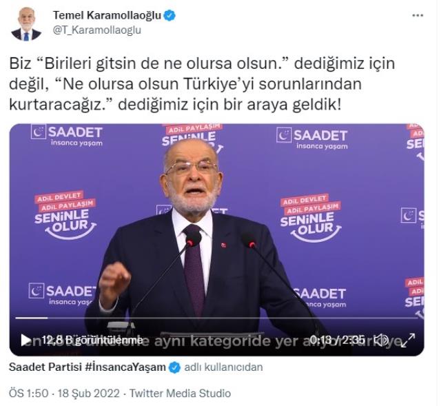 Karamollaoğlu: Türkiye'yi krizlerden ve kötü yönetimden kurtarmanın derdindeyiz