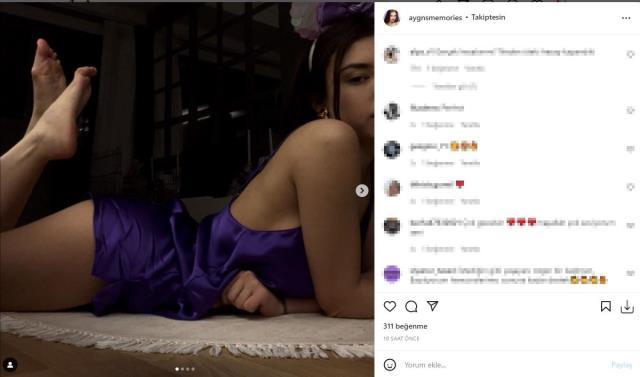 Aygün Aydın, süper mini geceliğiyle peş peşe pozlar verdi