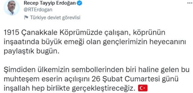 Bakan Karaismailoğlu, 1915 Çanakkale Köprüsü üzerinden Cumhurbaşkanı Erdoğan'ı aradı Bakan Karaismailoğlu, 1915 Çanakkale Köprüsü üzerinden Cumhurbaşkanı Erdoğan'ı aradı