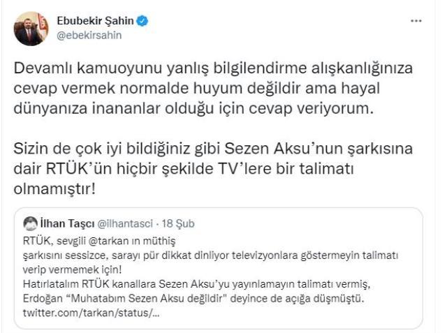 RTÜK Başkanı Şahin cevap verdi: RTÜK'ün hiçbir şekilde TV'lere bir talimatı olmamıştır!