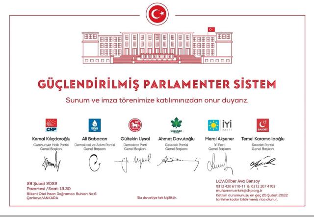 6 muhalefet liderinin 28 Şubat'taki toplantısının davetiyesindeki bir detay gözden kaçmadı 6 muhalefet liderinin 28 Şubat'taki toplantısının davetiyesindeki bir detay gözden kaçmadı